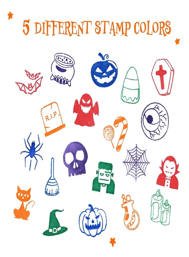 Confettiville Halloween Stamps, 20-Count Assorted Self-Inking Stamp Set, 20 Designs, Perfect for DIY Craft, Party Favors, Classroom Rewards - Image 5